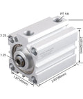Compact 40x40mm Air Cylinder Double Acting With 16mm Rod Aluminum Body Easy Install Plug And Play Ready One Eighth Inch PT Ports 40mm Stroke