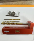 Undermount Drawer Slides Jig For Blum Pro Grade Aluminum Body And Nickel Plated Sleeve with drill attachments on table