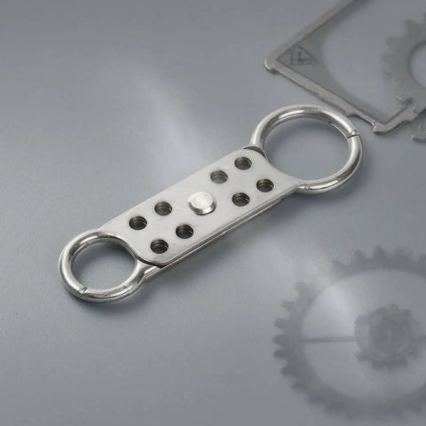 Industrial Aluminum Alloy Lockout Hasp with Rectangular Flat Bar Heavy Duty Dual Construction Locking Device on gray surface