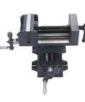 Heavy Duty 4 Inch Slide Drill Press Vise Crafted From Durable Cast Steel With Smooth Handwheels, top view showcasing precision adjustability.