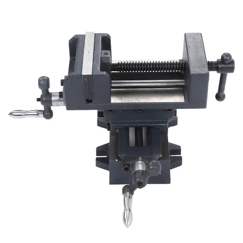 Heavy Duty 4 Inch Slide Drill Press Vise Crafted From Durable Cast Steel With Smooth Handwheels, top view showcasing precision adjustability.
