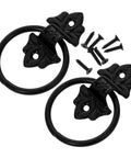 Two Pack Vintage Antique Cabinet Door Pull Rings Black Metal Drawer Handles For Wardrobes, Cupboards, And Barn Doors, hardware screws