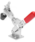 Heavy Duty Toggle Clamp With 220 Lb Holding Power and Quick Snap Lever for Woodworking Jigs Welding Fixtures and Mold Assembly featuring anti slip red handle and tough carbon steel build.