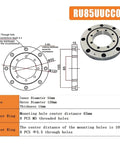 High Grade Crossed Roller Bearing With Ultra Precise Rotational Accuracy P5 And P4 RU85 P5, diagram and dimensions detailed.