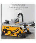 Pro Grade 8 Inch Mini Table Saw Harnesses A Beefy 1500W Motor To Knock Out Precise Wood And Metal Cuts With Minimal Dust And Blazing Speed, metal frame and adjustable table.