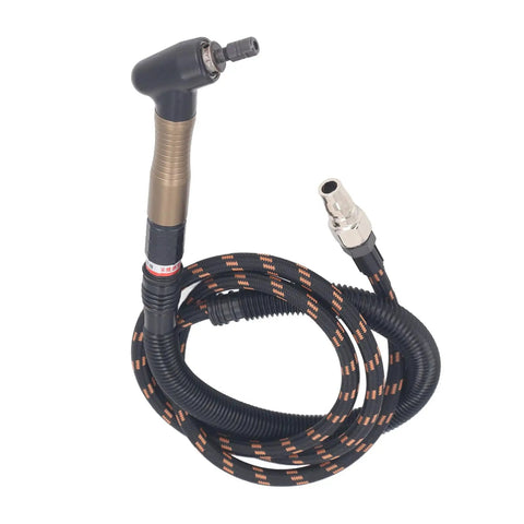 Slick Lightweight Air Micro Die Grinder Kit with black braided hose and angled handle for precision grinding and sanding.