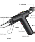 80W All In One Soldering Iron And Soldering Gun Kit With Ceramic Heater showing labeled components for electronics repair