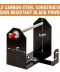 Rock Solid Commercial Trimmer Line Spool Holder Bracket with Mounting Hardware, 5.25 inch tall, black powder-coated, for landscape trailers.