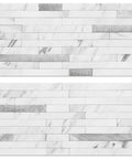 Faux Stone Peel And Stick Backsplash Tiles 20 Sheets White Marble Look PVC Wall Tiles for Kitchen No Mess Install detail view