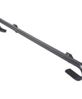 Top Shelf Two Foot Wrought Iron Handrail Badass Build Quality Wall Mounted Black Metal Stair Guardrail With Mounting Hardware Made In Usa, side view showing hooks and flat design.