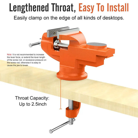 Beastly Table Vise With 3 Inch Jaw Opening And 360 Degree Swivel Base Bench Clamp for any workbench on wooden board