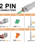 Deutsch 2 Pin Waterproof Connector Kit 10 Sets DT04-2P DT06-2S Gray PA66 Nylon Electrical Connectors With Solid Contacts