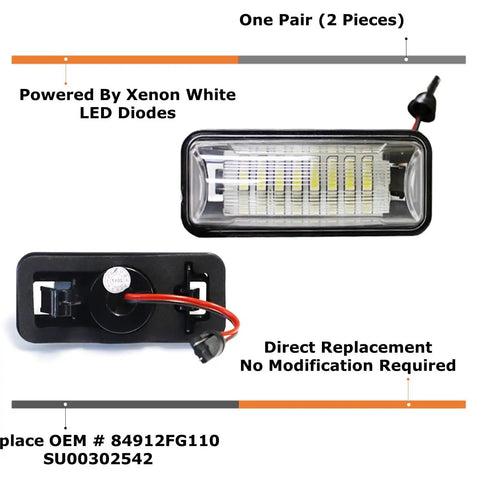 OEM-Fit 3W Full LED License Plate Light Kit Direct Fit For Scion FR-S Toyota 86 Subaru BRZ Impreza WRX STI Legacy Crosstrek Ascent