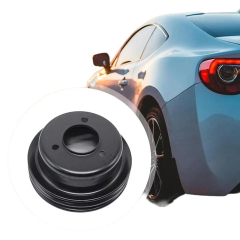 Black Two-Groove Crankshaft Pulley For Ford 289 302 V8 Engines, Beefy Dual Belt Grooves Power Transmission Pulley With High-Temp Oil-Resistant Rubber, Smooth Idling, Vibration Dampening, Easy Alignment on black die-cast iron