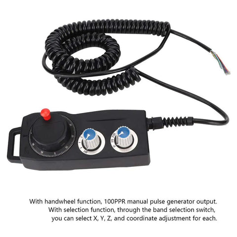 4 Axis CNC Handwheel Pulse Generator 5V 100PPR Electronic Handheld Controller Pulse Encoder For Engraving Milling Lathe With X Y Z Coordinate Select And Return To Origin coiled cable and knobs