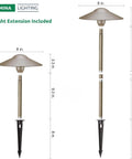 3W Low Voltage Landscape Path Lights 12V Bronze Outdoor Garden Yard Waterproof With Replaceable G4 LED Bulbs Dimensional View