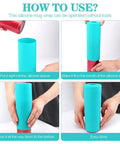 Demonstration of Heavy Duty Sublimation Silicone Wraps For 20 Oz Skinny Tumblers, showing usage steps with the silicone sleeve.