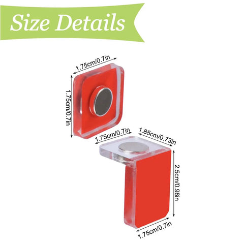 Set Of Four L Shaped Magnetic Cabinet Door Catches Self Adhesive Acrylic Door Closure No Drill Easy Install with size details