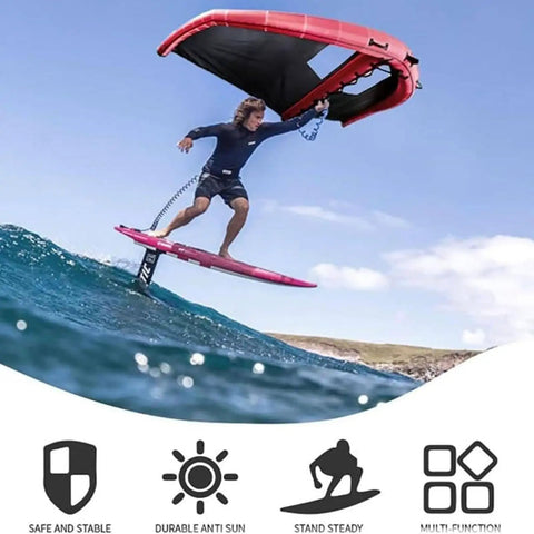 Inflatable Wing Surfing Kit With Window 5 Meter And 6 Meter Wings For Hydrofoil Board And Foil Surfing Water Sports in action