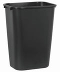 Durable 41 Quart Stackable Wastebasket Trash Can In Black, Heavy Duty Plastic With Rolled Rim For Easy Cleaning, Fits Under Desk