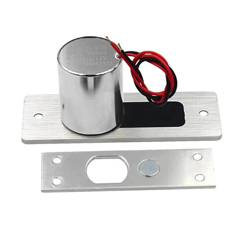 Bulletproof Waterproof Electronic Drop Bolt Door Lock With DC 12V Magnetic Auto Deadbolt components, silver metal, heavy-duty for secure access.