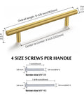 30 Pack Brushed Brass Gold Cabinet Pulls 4 Inch Hole Center Modern Bar Dresser Handle with Screw Dimensions