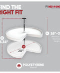 Two Tier Kidney Shaped Lazy Susans For Corner Base Cabinets Plastic White 28 Inch Wide, 22.5 Inch Deep, 26 Inch High Space Saving Swivel Kitchen Organizer For Spices And Cans With Easy Inside Cabinet Install