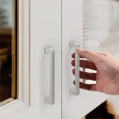 Hand opening cabinet with Brushed Nickel 7 Inch Cabinet Handles 10 Pack Modern Kitchen Cabinet Pulls For Drawers And Cupboards