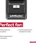Multi-Function Garage Door Opener Control Panel With Yellow Learn Button, Easy Push Button Activation shown with LiftMaster logo