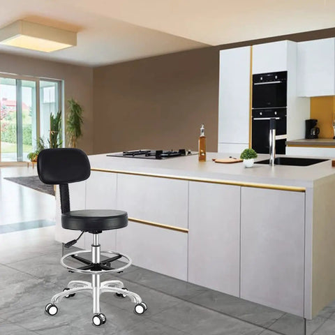 Rolling Adjustable Stool With Back And Wheels For Office Shop Kitchen Medical And Salon Use Swivel Drafting Chair in modern kitchen