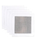 Self Adhesive Drywall Patch 4x4 Inch Aluminum Mesh Patch Kit for walls showing five square patches with grid design