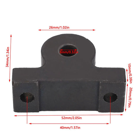 Right Hand Lead Screw Holder Bracket For Mini Lathe Built Tough Rust Proof Metal Mounting Rack, 34mm high, 52mm wide.