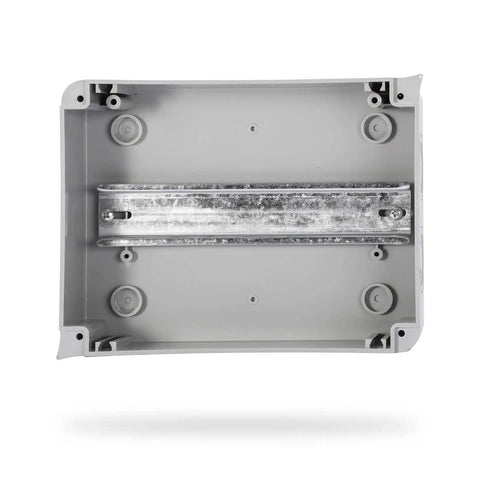 Interior view of 8 Way Circuit Breaker MCB Distribution Box With DIN Rail IP65 Waterproof For Indoor And Outdoor Use Built Tough Weatherproof Electrical Enclosure In Durable PC ABS Construction