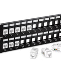 Top Shelf 48 Port Blank Keystone 2U Patch Panel, 19 Inch Metal Rackmount Housing for Rock Solid Network and Audio Video Installations, NDAA Compliant High Density Rack Solution with keystone jacks.