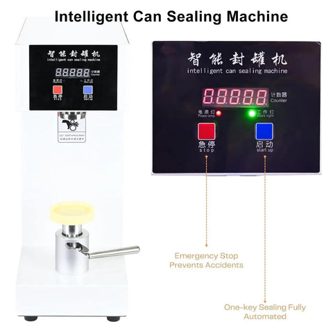 Straight Up Game Changer 51MM Hand Press Tin Can Seamer And Vacuum Food Heat Sealing Machine front view with digital display.