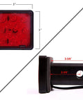 Red Lens Trailer Hitch Cover With 12 LED Brake Light For 2 Inch Receiver featuring weatherproof aluminum housing, side view.