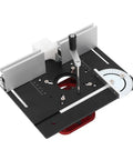 Router Lift System With 4 Jaw Clamping, 51mm Stroke, Base Plate For 64-66mm Motors, Beefed Up Engraving Slotting Trimming Router Table Insert Base Plate, black aluminum top