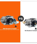 Comparison of Honda GX31 FG100 carburetor with and without bracket and conduit for 4 cycle engines, tillers, trimmers.