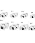 Sturdy Aluminum Linear Motion Rod Rail Clamping Guide Support Set For 10mm Shaft 4 Pack SHF10 shown in various sizes SK8-SK30