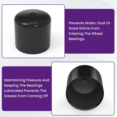 4 Pack 1.98 Inch Bearing Rubber Caps For Trailer Wheel Hub Dust Cover Replacement, water and dust proof close-up view
