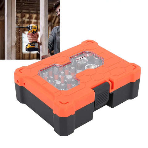 Versatile Socket Wrench Set With Twenty Three Piece Tool Kit Premium S2 Alloy Steel shown in orange storage case