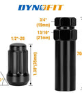 20 Piece 1/2-20 Wheel Locking Lug Nut Kit With 6 Spline Closed End, 1.38 Inch Length, Conical 60 Degree Seat, size comparison image