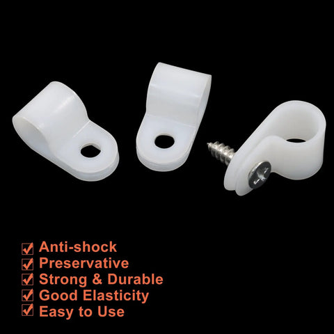 Level Up Your Setup With These Tough White Nylon Cable Clips And Wire Organizers That Keep Your Cords Smooth And Snarl Free Featuring Rock Solid Adhesive Mounting And A Hefty 60 Piece Box Rated Perfectly For 3/8 Inch Cables