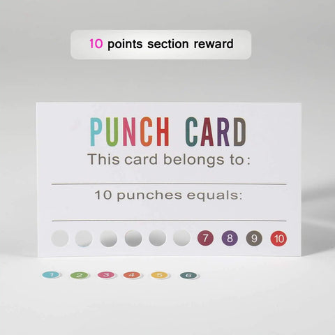 Punch Card Loyalty Pack Of 200 For Kids And Students Reward Cards for Classroom Incentives with punch sections visible