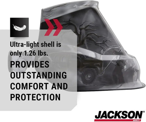 Pro Grade Graphic Auto Darkening Welding Helmet With Digital ADF, ANSI Z87.1 Certified, Ultra Lightweight 1.26 Lb Design side view