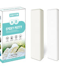 Two Part Epoxy Putty 120g Quick Leak Repair Stick For Bonding Plastic Ceramic Metal Stone Wood Glass Acrylic And More White Heat Resistant Water Resistant Wont Shrink Or Crack Pro Grade Repair packaging and two putty sticks.