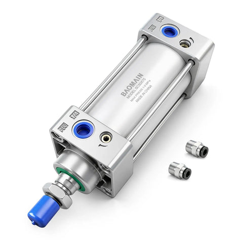 Pneumatic Air Cylinder SC 50x75 Pro Grade Double Acting With 1 Quarter Inch Port 1.96 Inch Bore 2.95 Inch Stroke with push in fittings