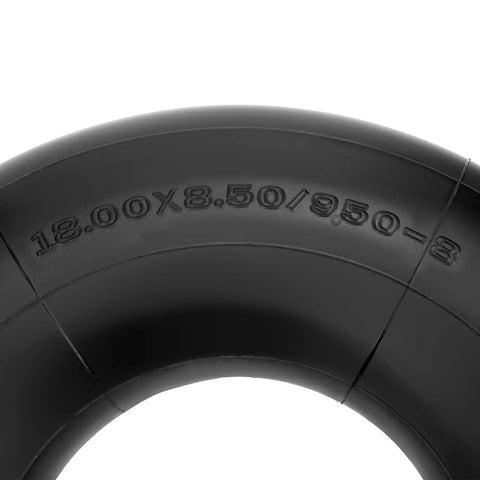 Close-up of tire size marking on heavy duty ATV inner tube for 18x8.50 8 and 18x9.50 8 tires with 8 inch rims, 2 pack