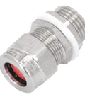Close-up of Stainless Steel Cable Gland Kit IP66 Electrical Box Connector showing thread and seal for wiring projects.
