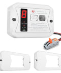 RV Dual CO And Propane Alarm Hardwired 12V DC Detector with three brackets and lever-nut connector, front view